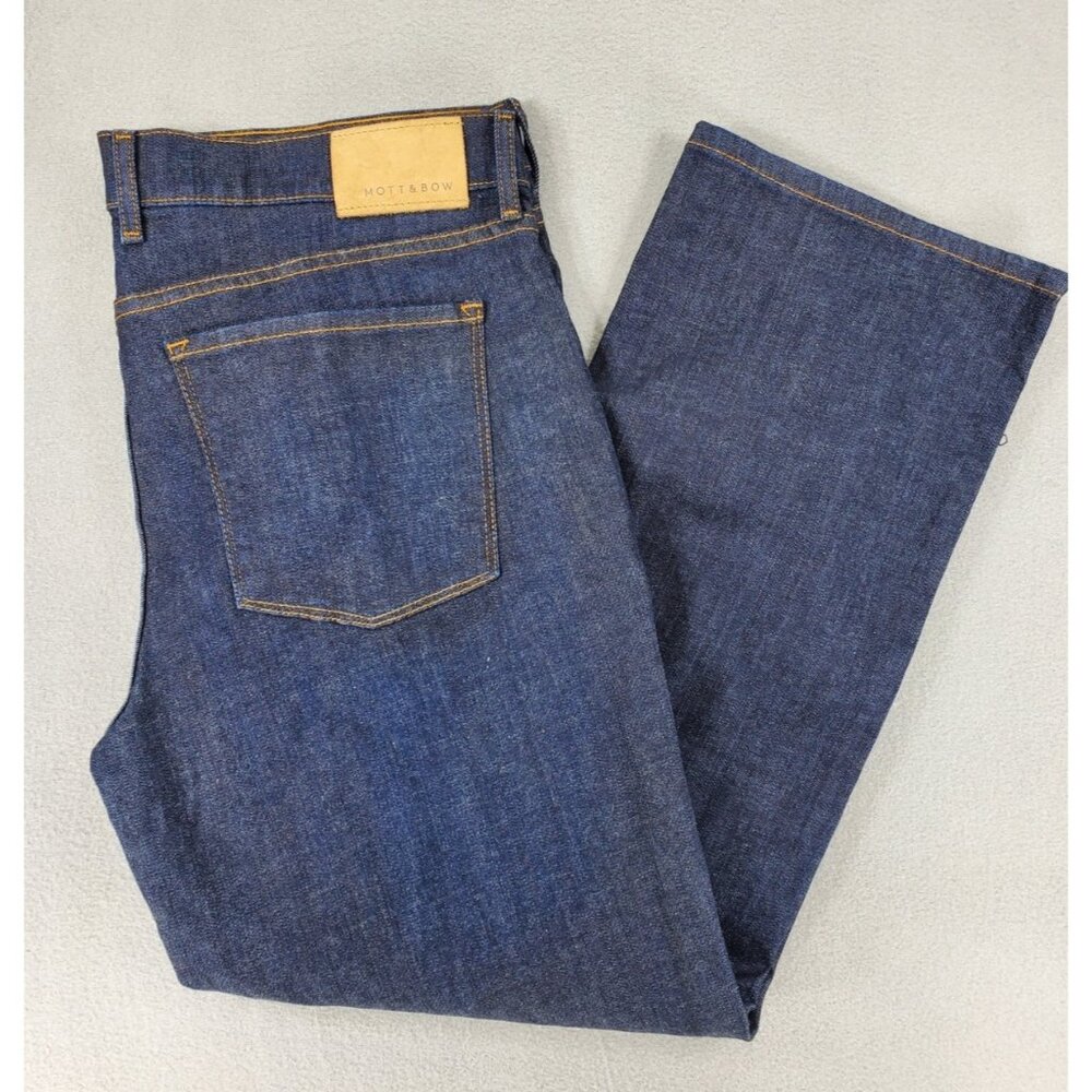 Mott & Bow Jeans Adult 38x30 Blue Denim Stretch Straight‎ Fit Wash Casual Mens